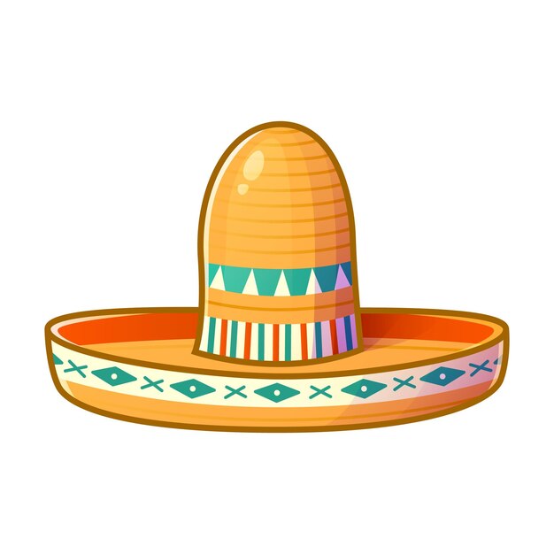 Vector sombrero tradicional mexicano de ala ancha aislado en un fondo blanco ilustración vectorial