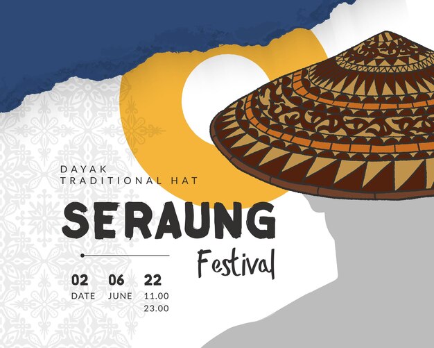 Sombrero tradicional seraung festival cartel dibujado a mano ilustración diseño inspiración