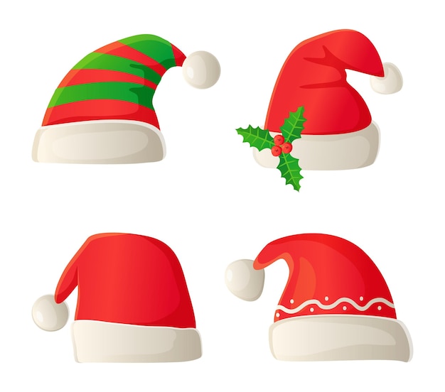Sombrero de traje de Papá Noel de Navidad en estilo de dibujos animados