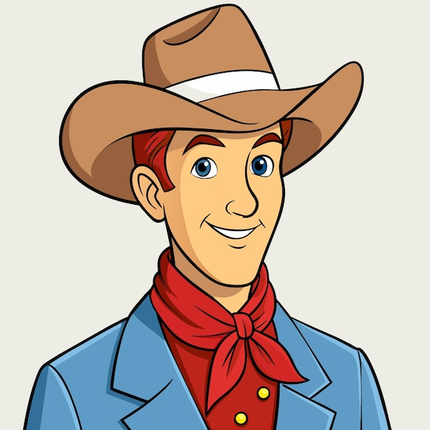 Sombrero de vaquero granjero occidental dibujado a mano mascota personaje de dibujos animados pegatina icono concepto aislado