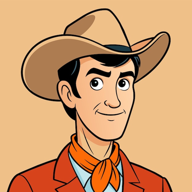 Sombrero de vaquero granjero occidental dibujado a mano mascota personaje de dibujos animados pegatina icono concepto aislado