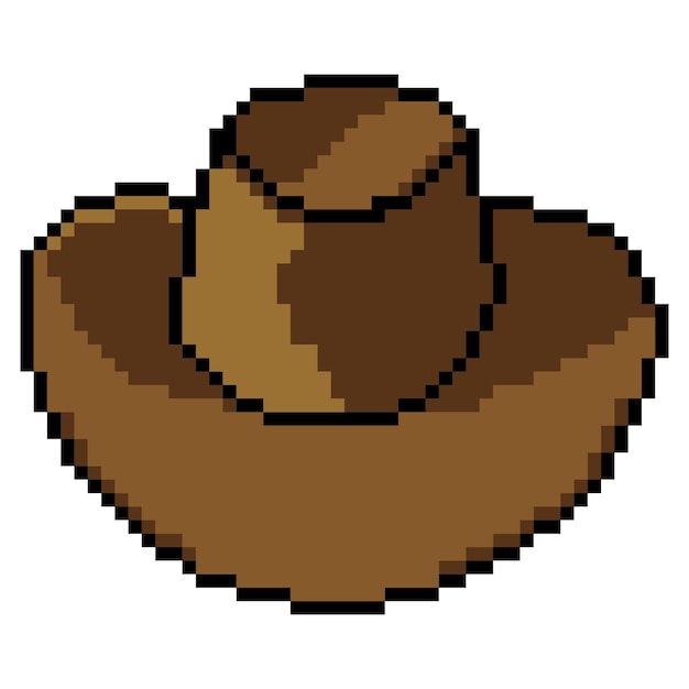 Sombrero de vaquero pixel art sobre fondo blanco.