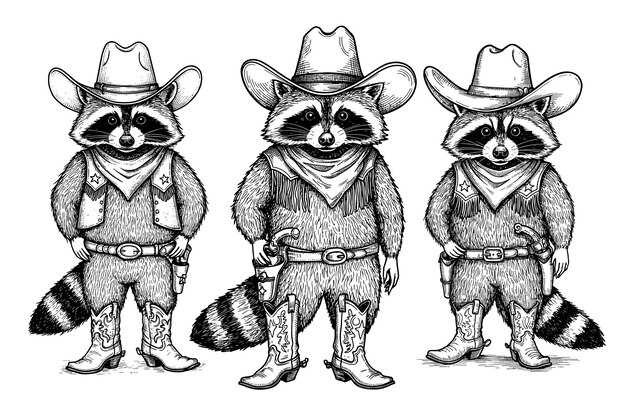 El sombrero de vaquero raccoon vintage es el amante de los vaqueros occidentales.