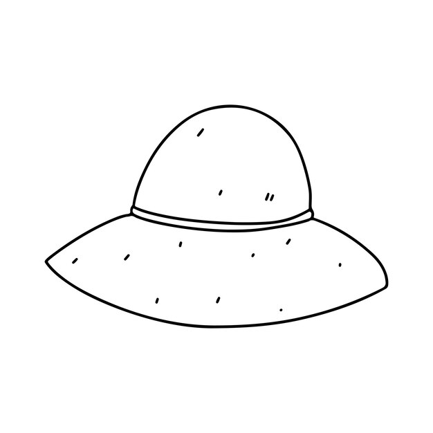 Sombrero de verano estilo doodle dibujado a mano Ilustración vectorial aislada en blanco Página para colorear