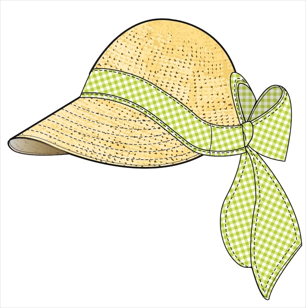 SOMBRERO DE VERANO DE PAJA CON LAZO EN VECTOR EDITABLE