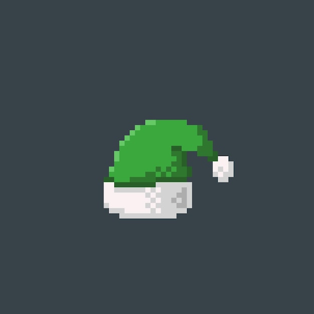 sombrero verde de santa en estilo pixel art