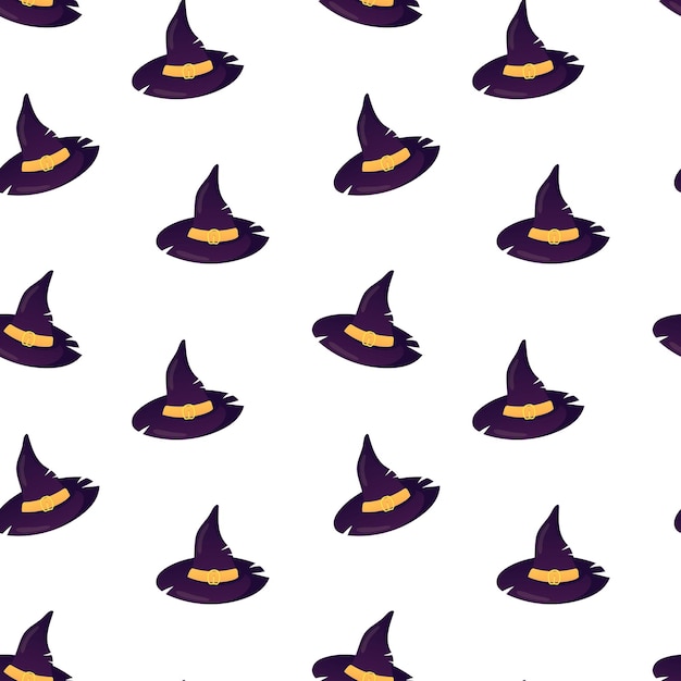 Sombreros de bruja con patrón sin costuras vectorial sombreros de Halloween fondo diseño de embalaje papel de envoltura