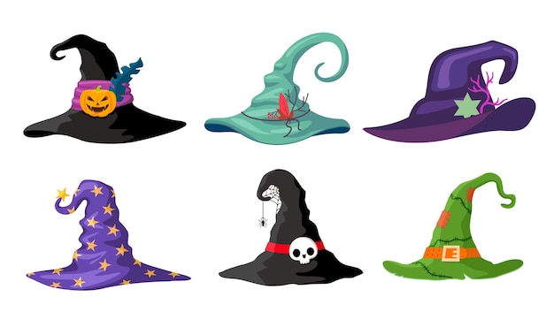 Sombreros de brujas Elementos de disfraces de la fiesta de Halloween Capuchones de mago de dibujos animados Capuchones tradicionales de mago Mágico