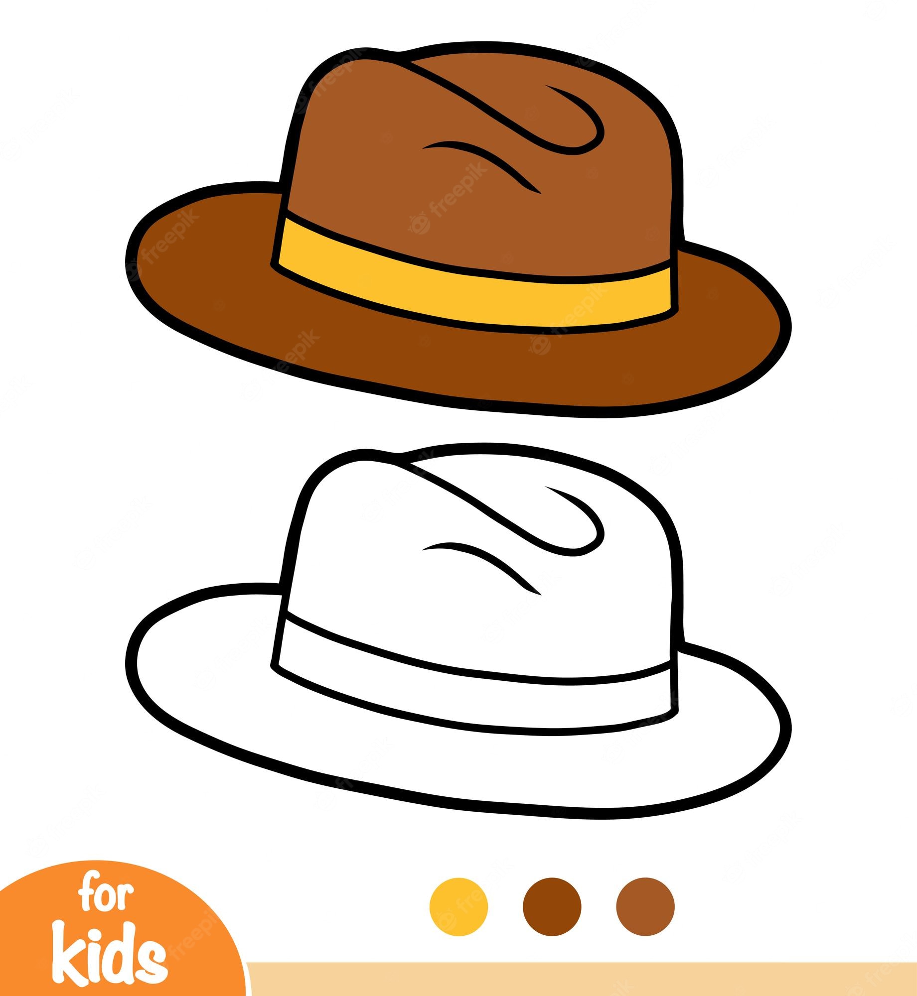Sombreros de dibujos animados de libro para colorear sombrero trilby |  Vector Premium