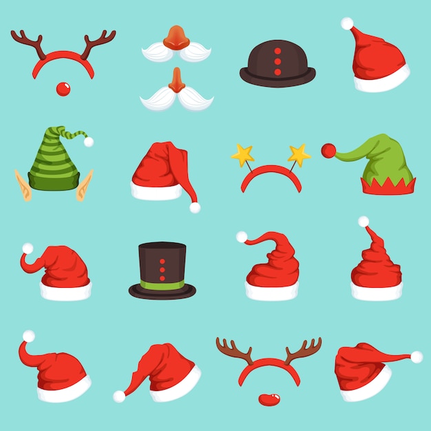 Sombreros de diferentes personajes navideños.