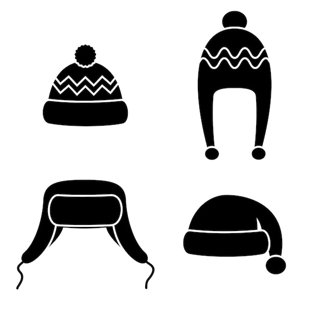 Sombreros de invierno con iconos negros Tejido de cabeza y gorras para el clima frío Ropa de exterior