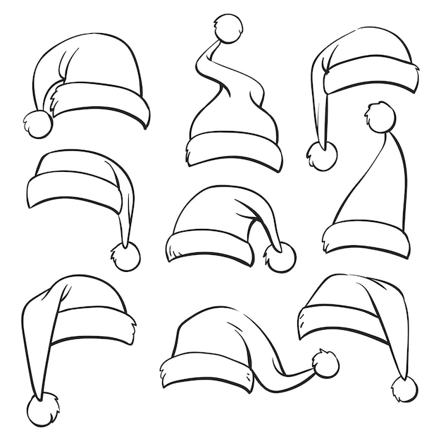 Sombreros de Santa boceto conjunto aislado en blanco