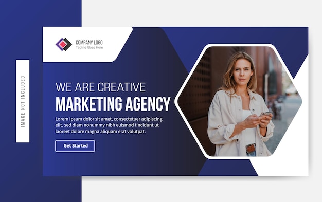 Somos una agencia de marketing creativa Diseño de miniaturas de YouTube vector premium