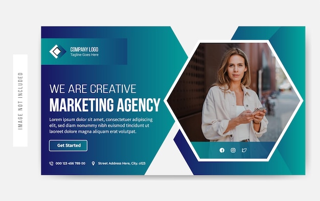 Somos una agencia de marketing creativa Diseño de miniaturas de YouTube vector premium