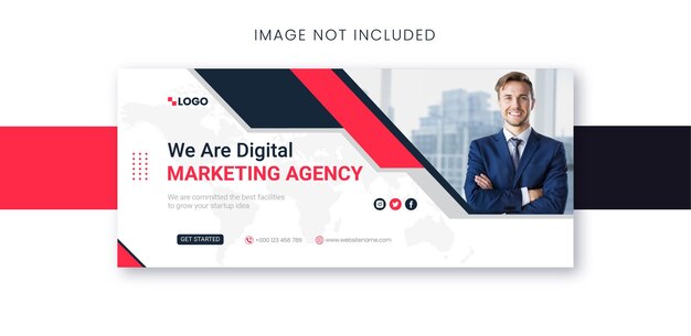Somos una agencia de marketing digital plantilla de portada de facebook de redes sociales corporativas