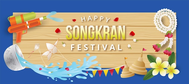 Songkran banner festival del agua de tailandia