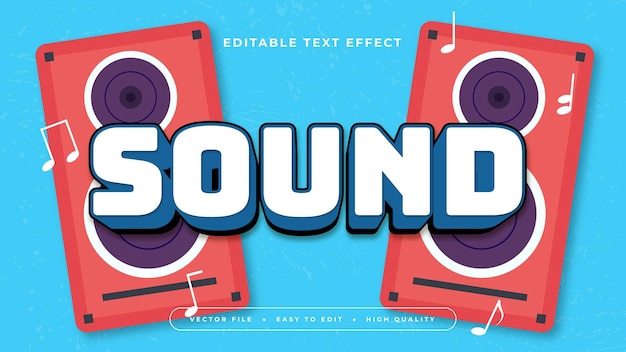 Sonido azul rojo y blanco estilo de fuente de efecto de texto editable en 3D