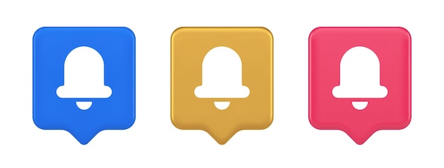 Sonido de la campana de mano botón de notificación mensaje de entrada notificación de llamada icono realista en 3D