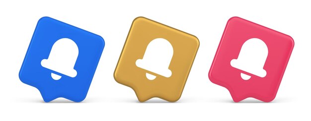 Sonido de la campana de mano botón de notificación mensaje de entrada notificación de llamada icono realista en 3D