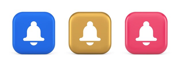 Sonido de la campana sonido del botón señal empujón recordatorio interfaz web notificación iconos 3D realistas