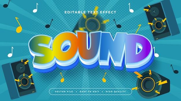 Vector sonido colorido estilo de fuente de efecto de texto editable en 3d