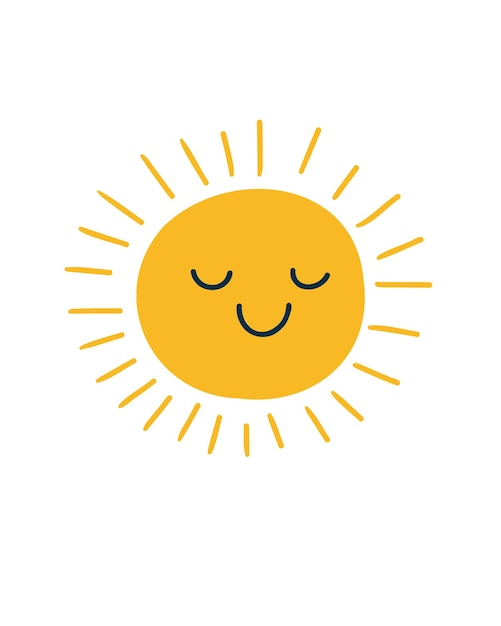 Sonido divertido del sol con rayos de arco iris Ilustración vectorial para juguetes y juegos infantiles