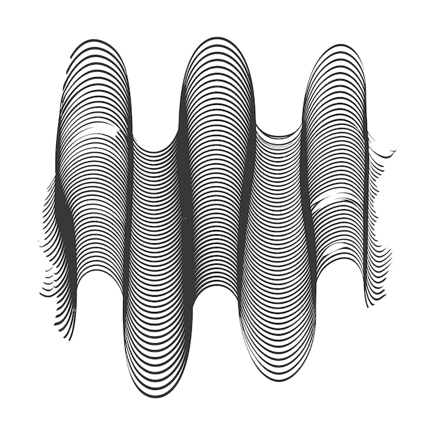 Vector sonido ondulante vibración y líneas pulsantes color negro sólo