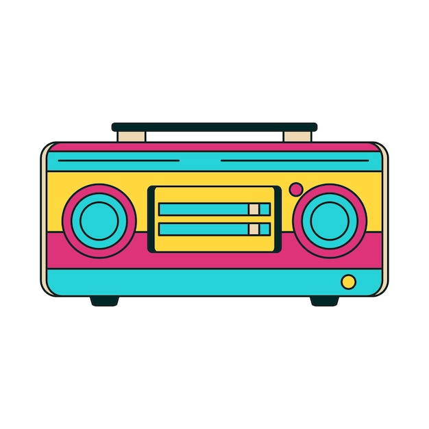 Sonido de radio de estilo vintage colorido Ilustración vectorial de música de audio