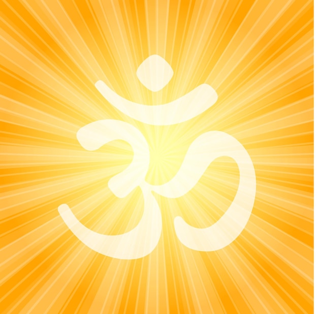 Sonido sagrado indio Om o Aum El símbolo de la tríada divina de Brahma Vishnu y Shiva