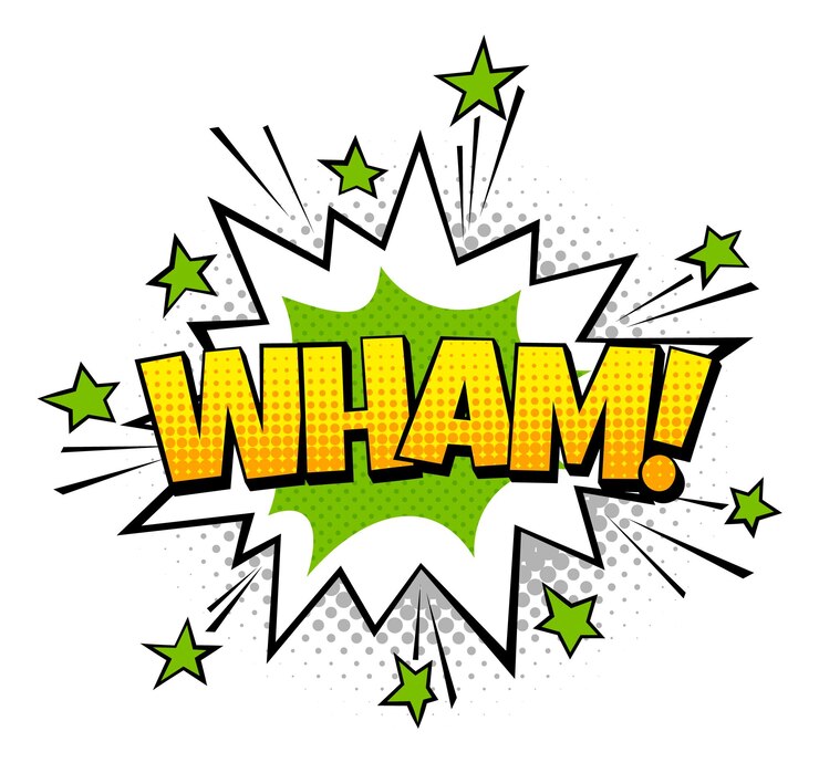 Vector sonido wham explosion con efecto burst y estrellas alrededor