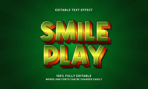 Sonreír jugar efecto de texto editable con un juego y niños estilo de texto