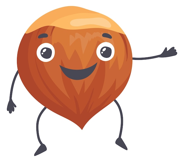 Vector sonriente avellana nut personaje helathy snack mascota