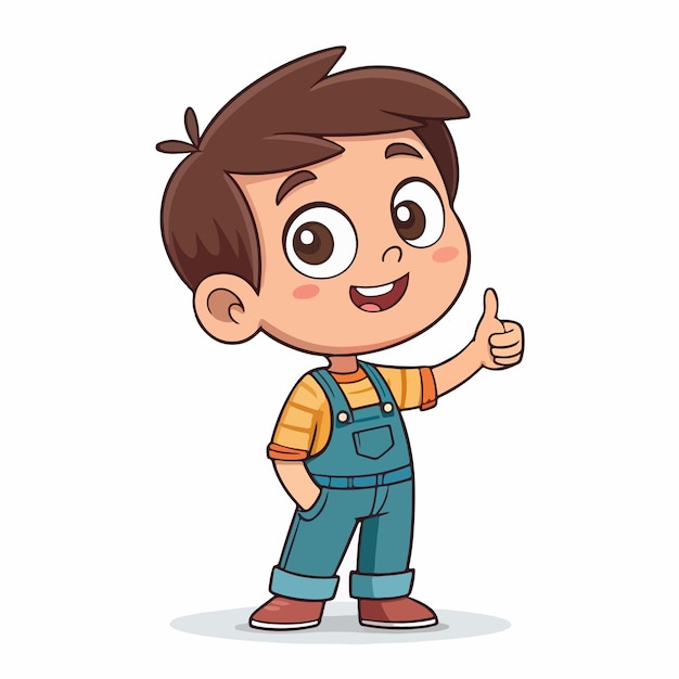 Sonriente chico lindo de pie dibujos animados pulgares hacia arriba Ilustración vectorial