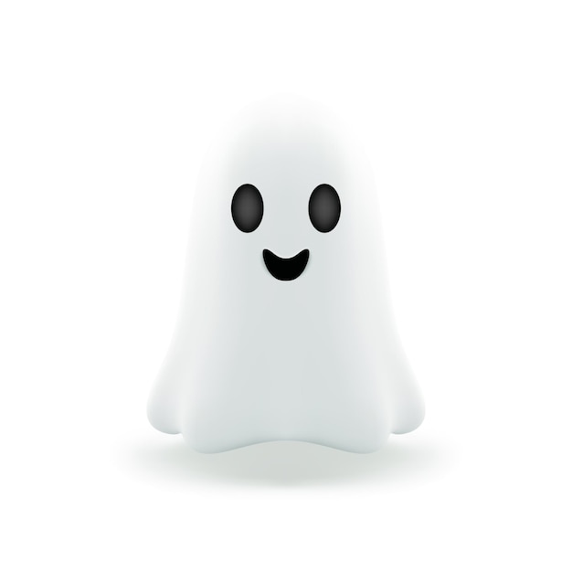 Sonriente fantasma de Halloween adorable personaje positivo icono 3d ilustración vectorial realista
