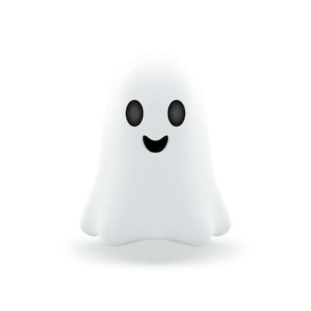 Sonriente fantasma de Halloween adorable personaje positivo icono 3d ilustración vectorial realista