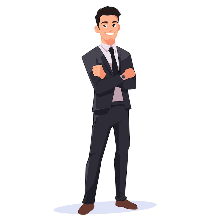 Vector sonriente hombre de negocios carácter simple vector
