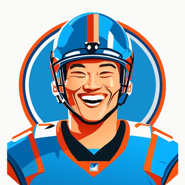 Vector sonriente mariscal de campo de fútbol con un diastema en sus dientes ilustración vectorial