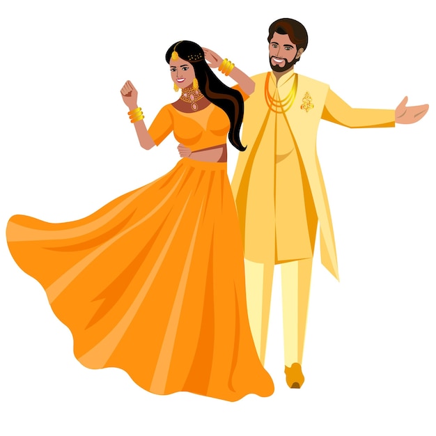 Vector sonriente pareja india