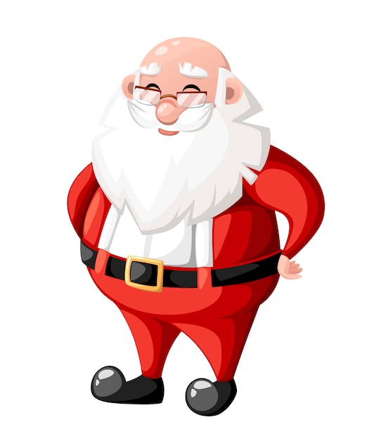 Sonriente personaje de dibujos animados de navidad santa claus sin sombrero sombrero ilustración de personaje de vacaciones sobre fondo blanco