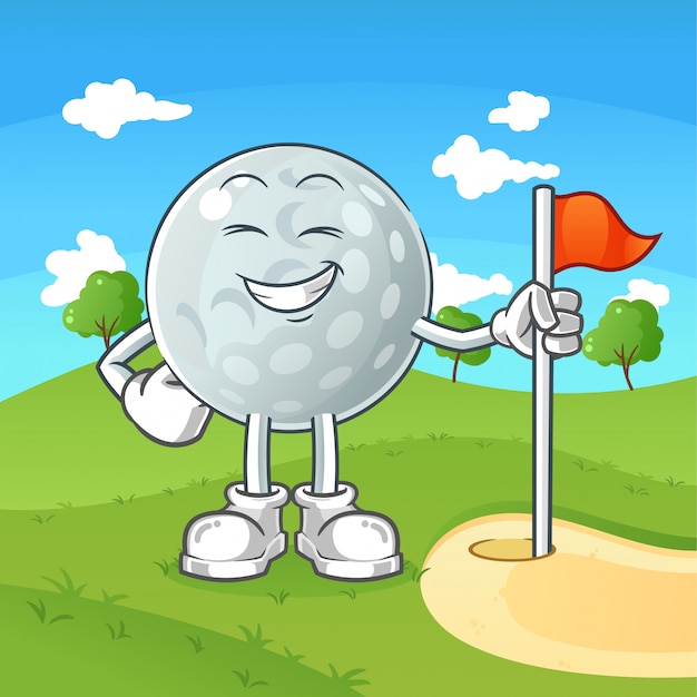 Vector sonriente personaje de dibujos animados de pelota de golf