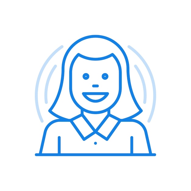Sonriente personaje femenino vector línea icono lindo perfil abstracto de niña