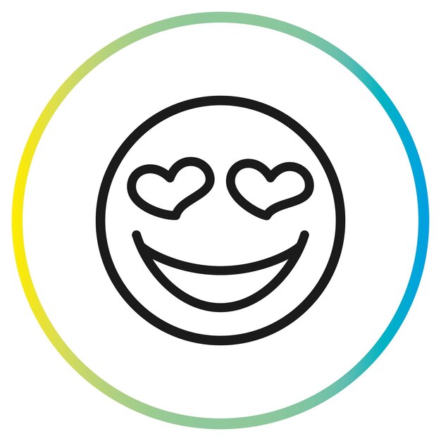 sonriente, sonriente, con, corazones, icono, vector
