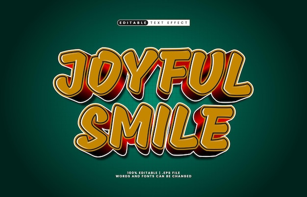 sonrisa alegre efecto de texto editable con un estilo de texto para niños y feliz