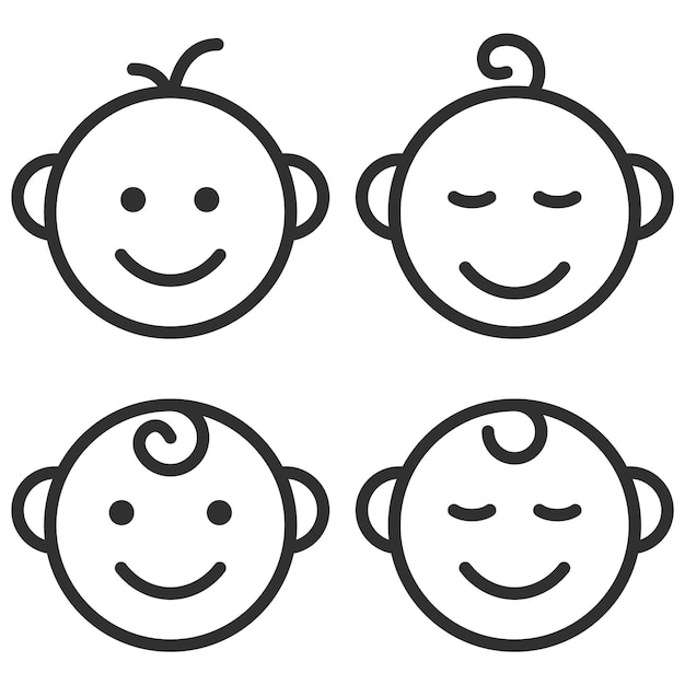 Sonrisa bebé contorno icono Vector ilustración