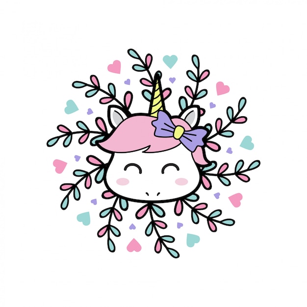 Sonrisa bebé unicornio con mandala floral.