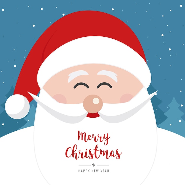 sonrisa de cara de santa claus tarjeta de texto de saludo de Navidad tarjeta de texto de fondo de invierno