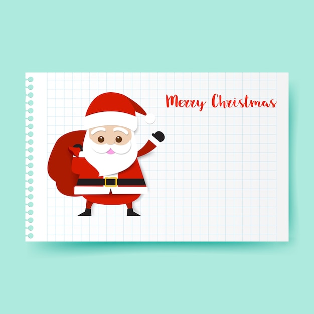 Sonrisa de dibujos animados de santa claus sosteniendo gran bolsa roja