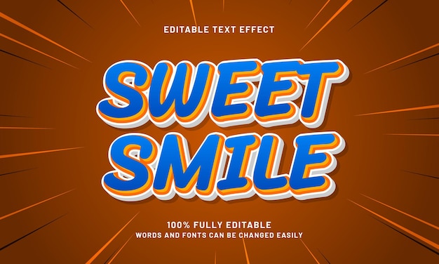sonrisa dulce efecto de texto editable con un tema dulce y amoroso