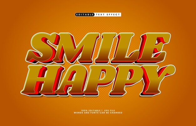 sonrisa feliz efecto de texto editable con un estilo de texto alegre y feliz
