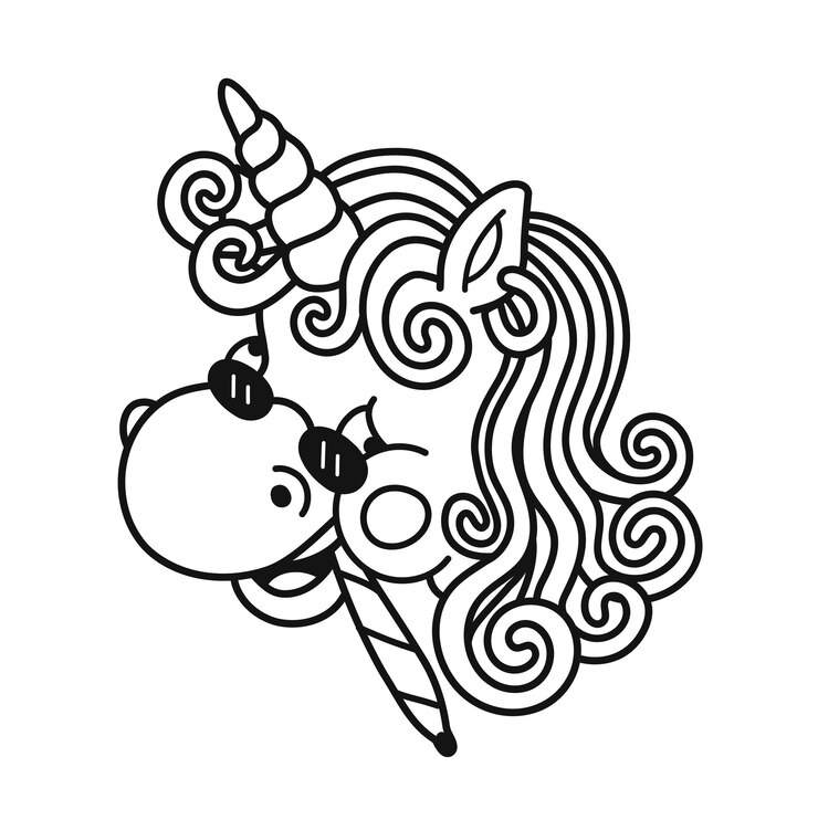 Vector sonrisa feliz unicron fumando hierba conjunta página para colorear librovector ilustración de personaje de dibujos animados dibujados a manopágina de cara de hierba de humo de unicornio para libro de colorear